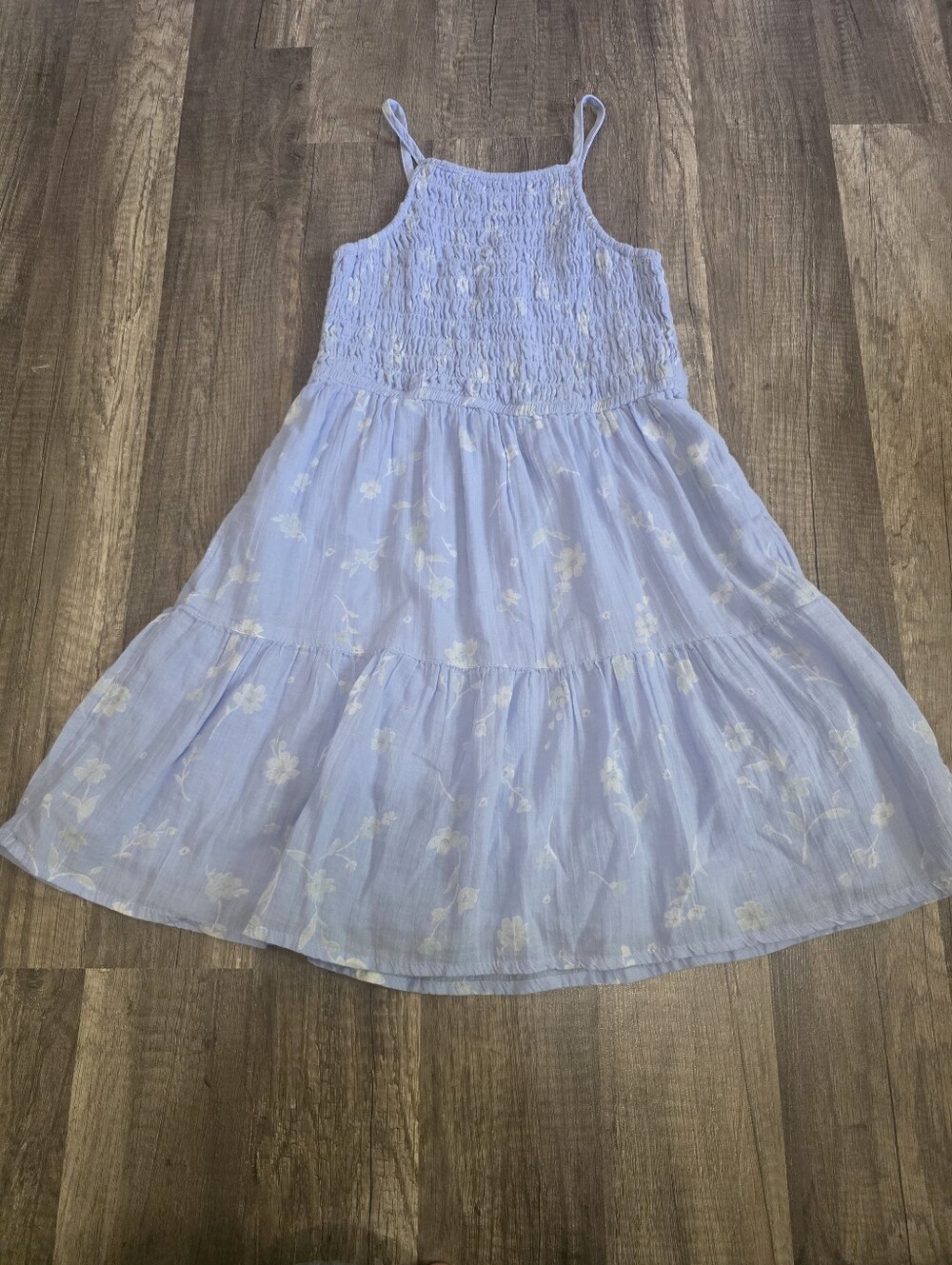 abercrombie kids Light Blue Floral Smocked Sundress 7/8
